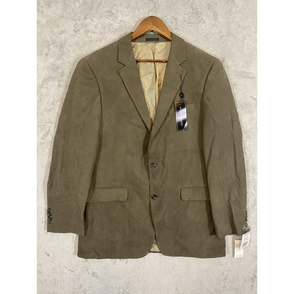 NWT Andrew Fezza Blazer Mens 42L Sage Green Faux Suede Twill 2 Button Career